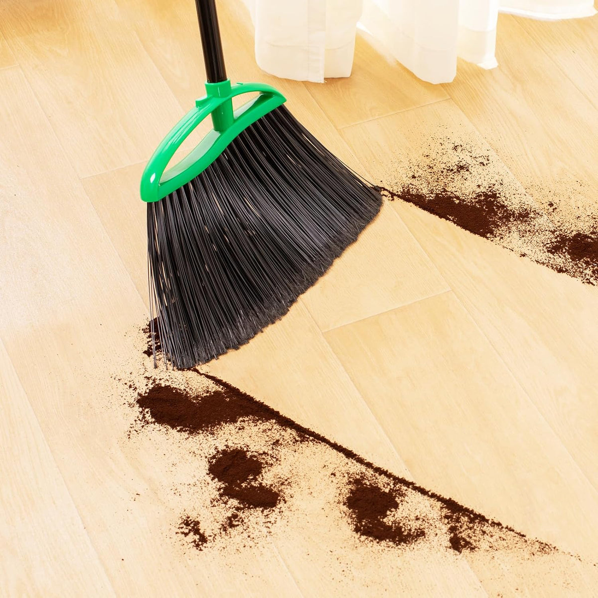 2 Pack Heavy Duty Brooms, 55" Long Handle Angle Broom Set | Indoor Outdoor, Household Commercial Floor Cleaning, for Sweeping Home, Kitchen, Deck, Garage, Patio - Green