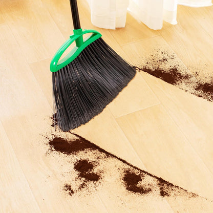 2 Pack Heavy Duty Brooms, 55" Long Handle Angle Broom Set | Indoor Outdoor, Household Commercial Floor Cleaning, for Sweeping Home, Kitchen, Deck, Garage, Patio - Green