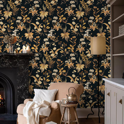 Simon&Siff Vintage Wallpaper Peel and Stick Beige Floral Contact Paper Wildflowers Botanical Wall Paper Removable Renter Friendly Wallpaper 17.3in x 9.8ft