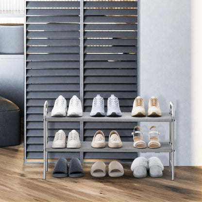 Simple Houseware 3-Tier Shoe Rack Storage Organizer, Grey – Space-Saving Shoe Shelf, Holds 9–16 Pairs, Sturdy Metal Frame, Easy Assembly – Closet, Entryway, Bedroom Shoe Storage Solution