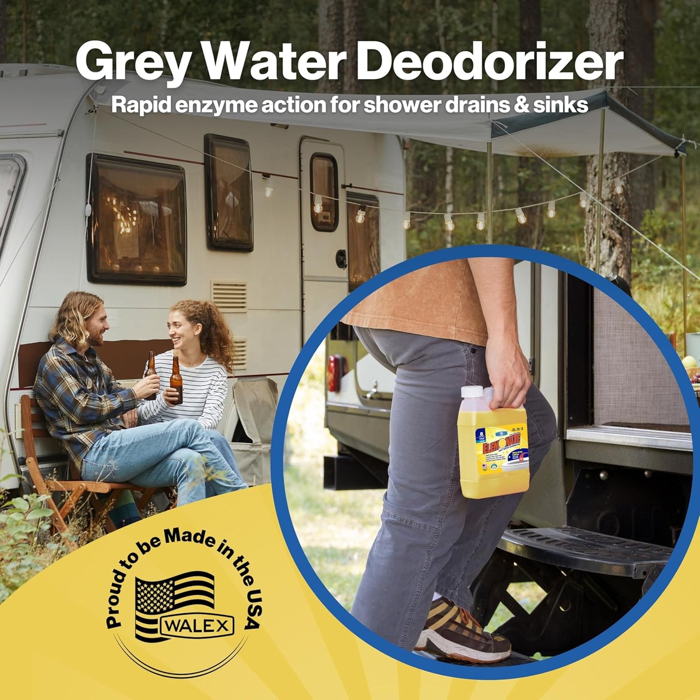 Walex Elemonate RV Grey Water Tank Deodorizer Tablets - Fresh Lemon, 5-Pack