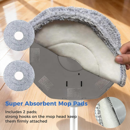 YASHE Spin Mop and Bucket System with True Clean Water Separation, Innovative Detachable Inner Clean Water Bucket for Easy Rinsing, Hands-Free Wringing Floor Mop with 2 Washable Microfiber Pads