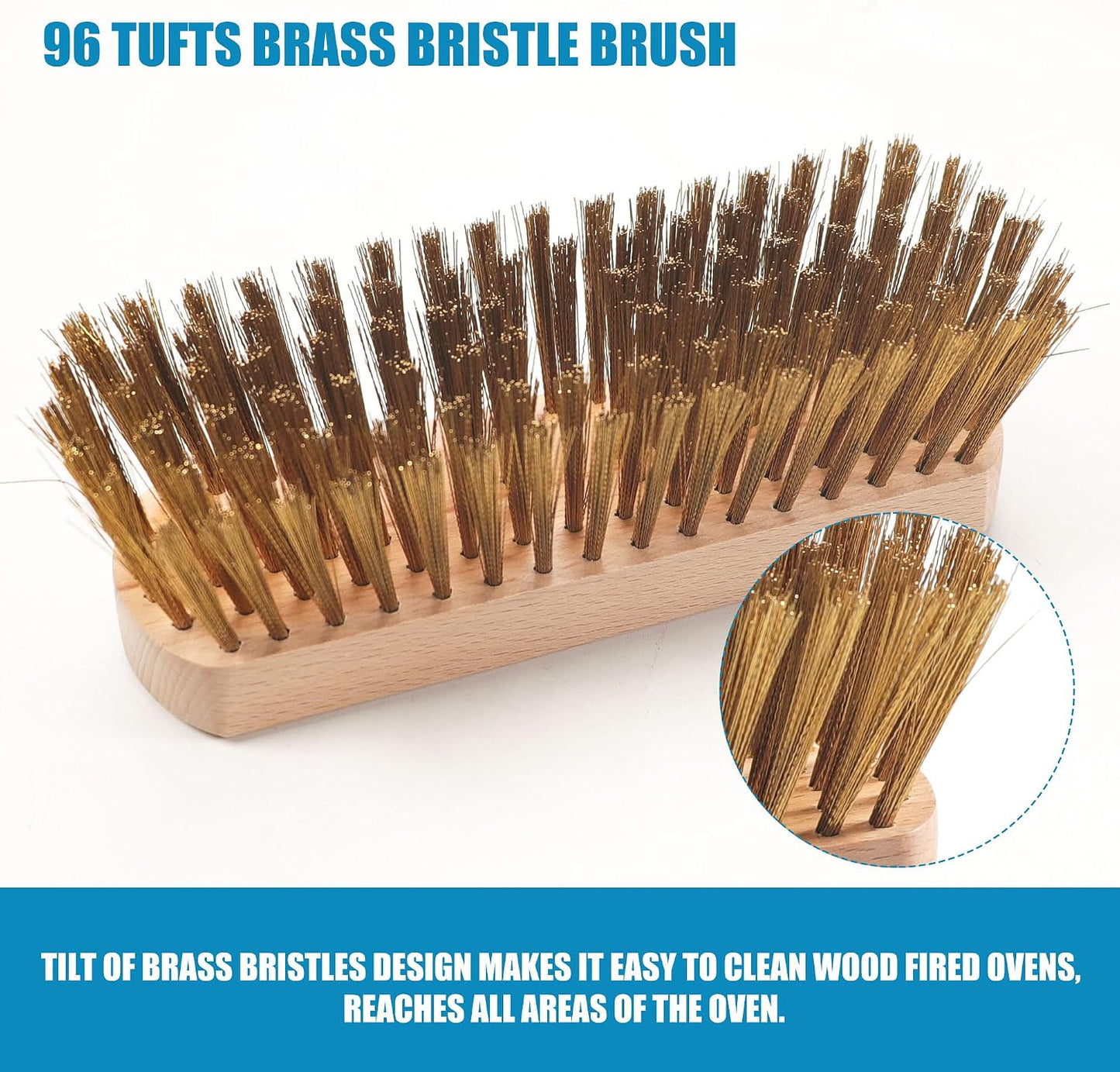 Pizza Oven Brush 7 Inch Brass Bristles Replacement Brush Head and Scraper