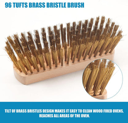Pizza Oven Brush 7 Inch Brass Bristles Replacement Brush Head and Scraper