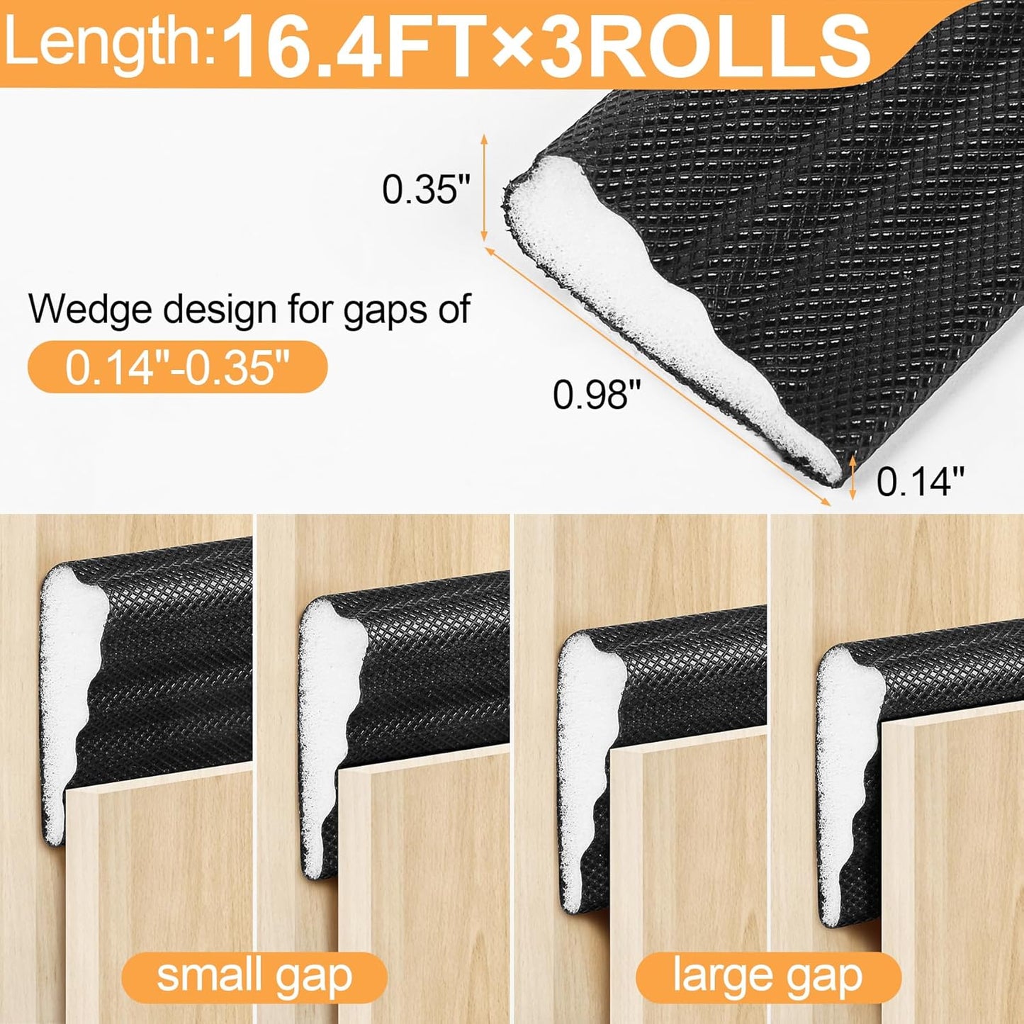 118 Inch Wedge-Shape Foam Window Weather Stripping Door Seal Insulation Strip, Soundproofing Window Inserts Foam Self Adhesive Draft Stopper Light Blocker for Winter Window Door Gaps, White