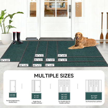 100pointONE Durable Front Door Mat, Heavy Duty Indoor Outdoor Doormat, 48” x 36” Low Profile Outdoor Mats for Home Entrance, Stain and Fade Resistant Shoe Scraper Mat, Ideal for High Traffic Area