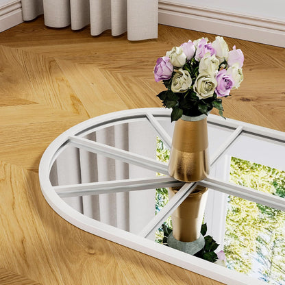 OGCAU Floor Full Length Mirror, 56"x20" Arched Full Body Mirror, Hanging or Leaning, Standing, Wall Mounted with Aluminum Frame for Bedroom Living Room, White