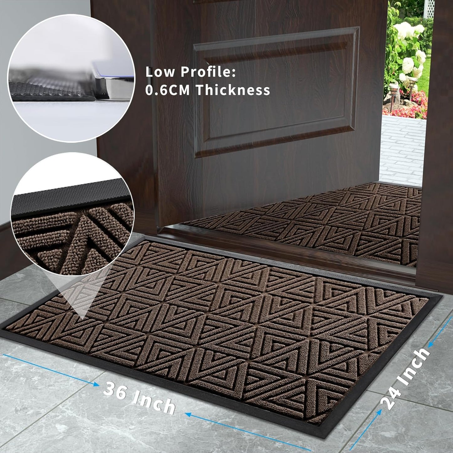 Yimobra Front Door Mat Outside Entrance 29.5x17, Waterproof Heavy Duty Outdoor Mats for Front Door, Non Slip Rubber Entry Mat for Garage Patio Indoor, Grey
