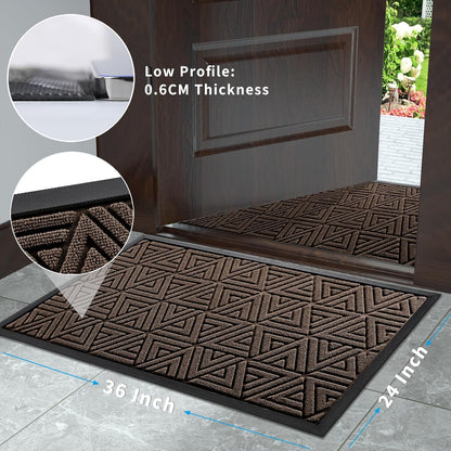 Yimobra Front Door Mat Outside Entrance 29.5x17, Waterproof Heavy Duty Outdoor Mats for Front Door, Non Slip Rubber Entry Mat for Garage Patio Indoor, Grey