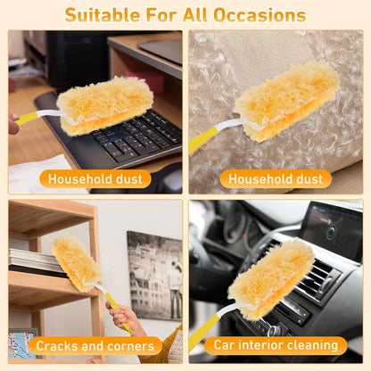 6 ft Heavy Duty Extendable Duster Handle with 50 Refills for Swiffer Duster, 360° Multi-Surface Dusters with 4X Cleaning Power for Home, Ceiling Fans, Windows, Dusting Hard-to-Reach Areas (Orange)