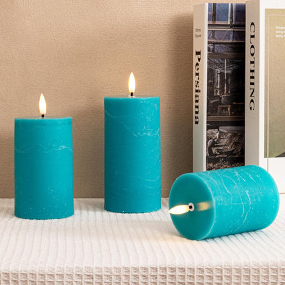 White Flameless Pillar Candles, Battery Operated Wax Candles with Remote, Flat Top Flickering Flameless Candles, LED Candle for Home, Wedding, Party Decor, Set of 3, Φ 3" H 4" 5" 6"