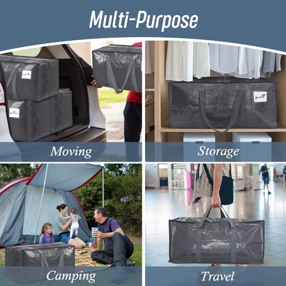6 Pack Extra Heavy Duty Large Moving Bags with Strong Zipper & Comfortable Handles, Sturdy & Durable Clothes Storage Bags Totes Bins, Blue Packing Moving Boxes for College Supplies, Dark Blue