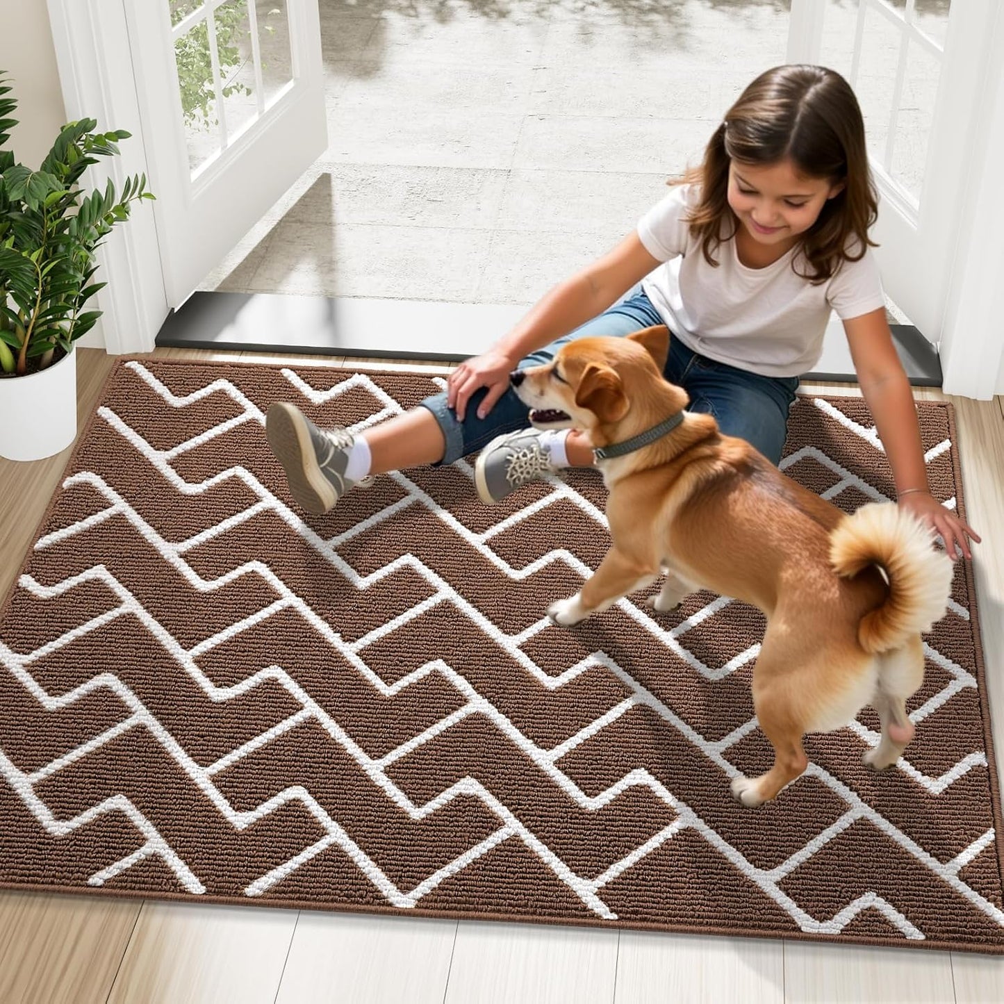 OLANLY Front Door Mat, Non-Slip Rubber Backing, Dirt Resistant and Absorbent, Washable, Easy to Clean Low-Profile Indoor Doormat for Back Door, Entryway, Inside Entrance, 32x20, Grey