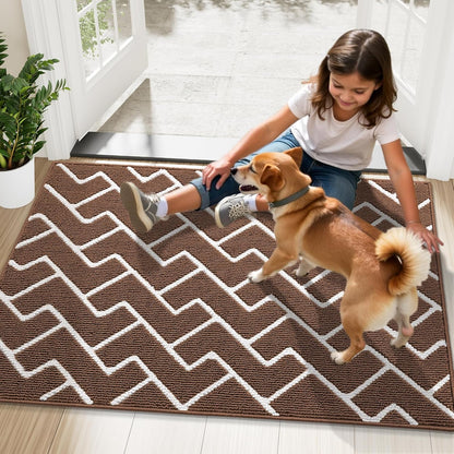 OLANLY Front Door Mat, Non-Slip Rubber Backing, Dirt Resistant and Absorbent, Washable, Easy to Clean Low-Profile Indoor Doormat for Back Door, Entryway, Inside Entrance, 32x20, Grey