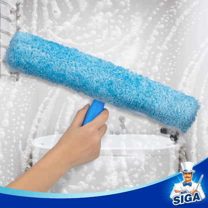 MR.SIGA Professional Window Cleaning Combo - Squeegee & Microfiber Window Scrubber, 10"