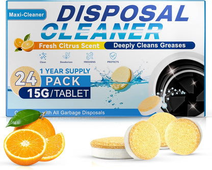 Garbage Disposal Cleaner Deodorizer Tablets 24 Pack Dishwasher cleaning supplies Washing Machine Fresher Sink Drain Kitchen Drain Cleaning Care Odor Disposer With Foaming Action