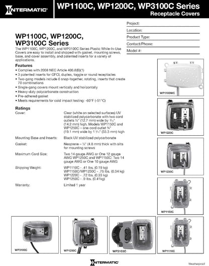 Intermatic WP3103C Plastic Weatherproof in-Use Cover, Clear, Single-Gang, with Round Box Adapter Plate for Device Boxes Accepting 6-32 Threads