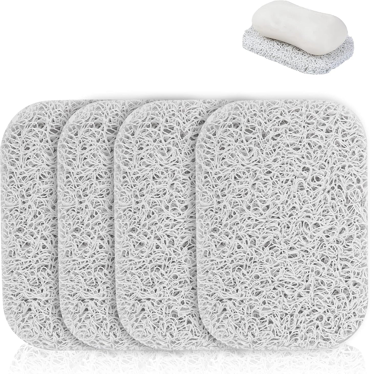 4pcs Soap Lifting Pad for Bar Soap,Beige Non-Slip Soap Saver Pads Self Draining Soap Bars Holder Pads for Kitchen Bathroom Travel Hotel Shower Cleaning Supplies