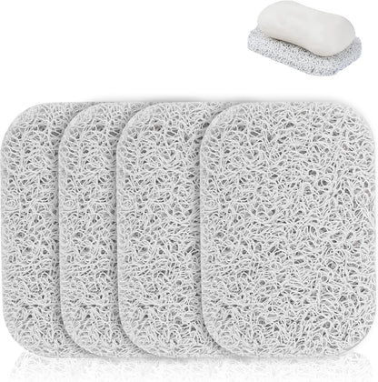 4pcs Soap Lifting Pad for Bar Soap,Beige Non-Slip Soap Saver Pads Self Draining Soap Bars Holder Pads for Kitchen Bathroom Travel Hotel Shower Cleaning Supplies