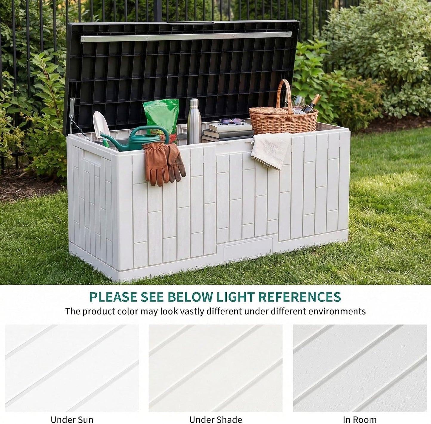 YITAHOME 31 Gallon Outdoor Storage Deck Box | Waterproof Resin Package Delivery and Storage Box with Lockable Lid for Patio Furniture Cushions, Pool Accessories, Garden