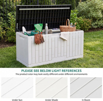 YITAHOME 31 Gallon Outdoor Storage Deck Box | Waterproof Resin Package Delivery and Storage Box with Lockable Lid for Patio Furniture Cushions, Pool Accessories, Garden