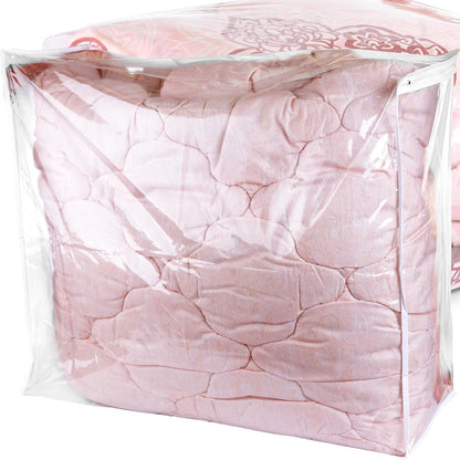 Set of 2 Zippered Vinyl Storage Bag, 24x20x11 Inch, Clothes Bag Organizer, Space Saver PVC Comforter Clear Storage Bags for Blanket