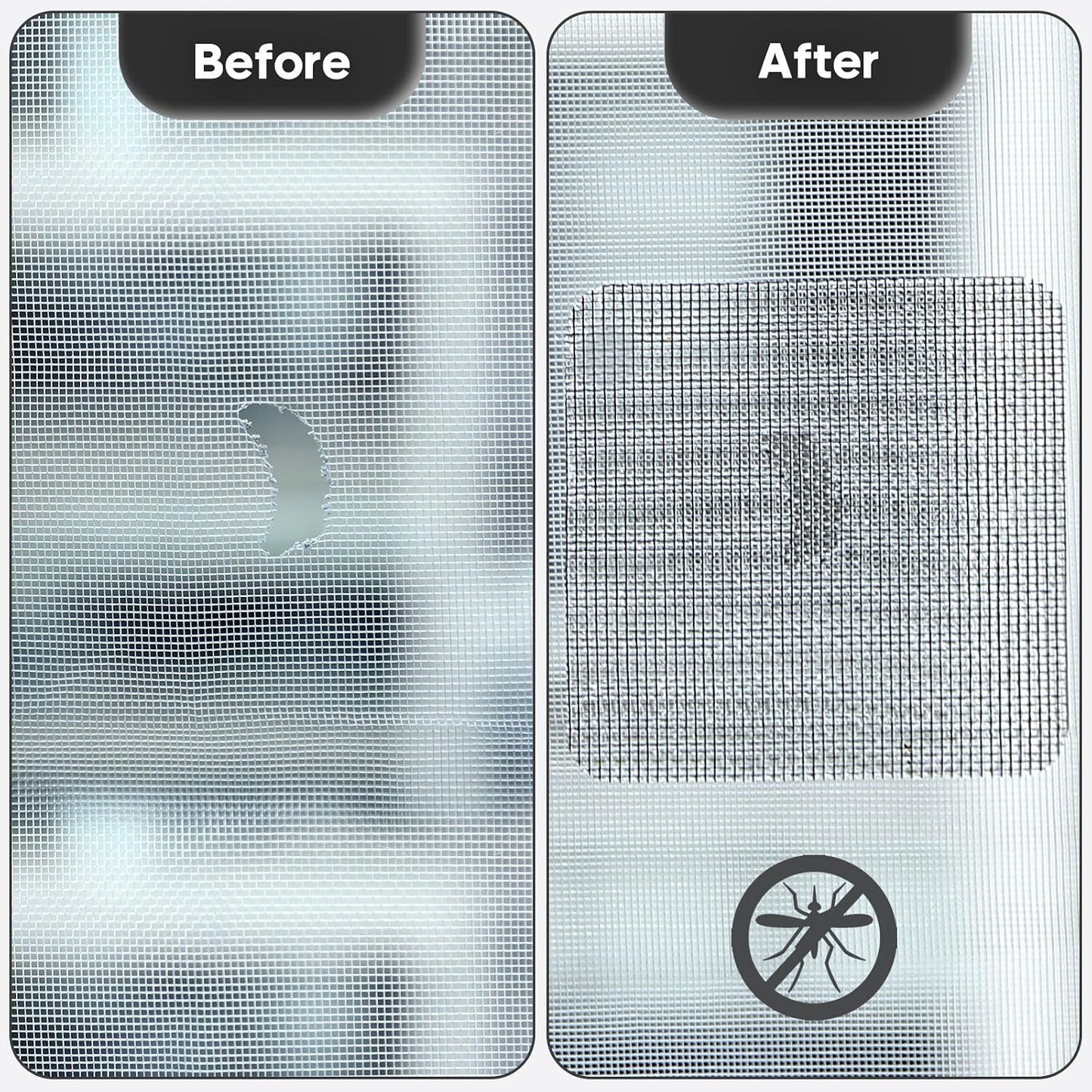 Secopad 14 Sheets Window Screen Patches Repair Kit, Grey/Black 3 Sizes Window Screen Repair Kit for Mesh Screen Door, Strong Adhesive Fiberglass Quick Screen Repair Tape