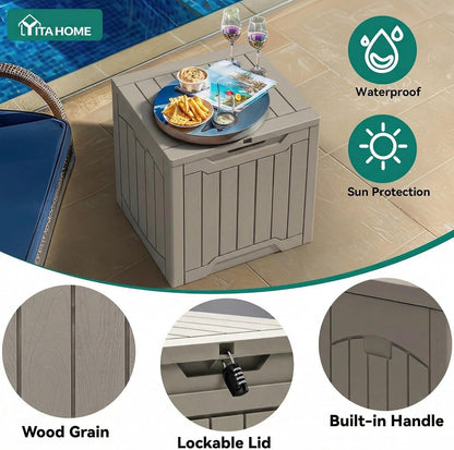 YITAHOME 31 Gallon Outdoor Storage Box | Resin Deck Box and Waterproof Package Delivery Box for Gardening Tools, Pool Supplies, Patio Furniture, Lockable, Taupe