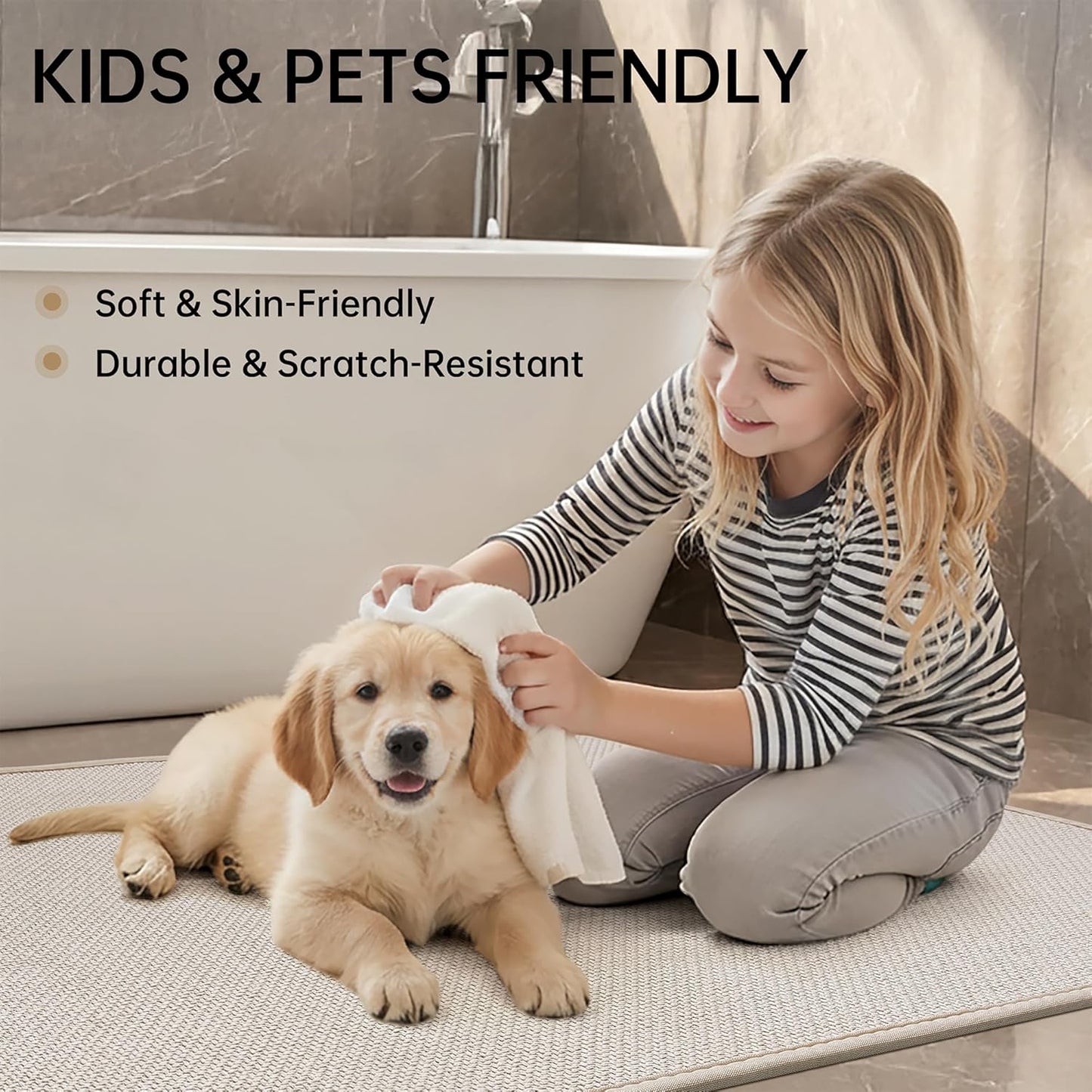 Mecko Bath Mat Rug, Rubber Non-Slip Quick Dry Absorbent Thin Bathroom Rugs Fit Under Door Bathroom Floor Mats-Shower Rug for in Front of Bathtub, Sink, Shower Room(Light Grey,16"x24")