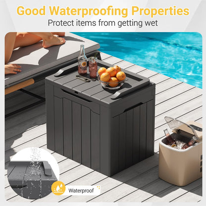 Greesum Outdoor Storage Box 31 Gallon Storage Box with Lid for Patio Furniture, Garden Tools, Pool Supplies, Waterproof and UV Resistant, Lockable, Dark Black