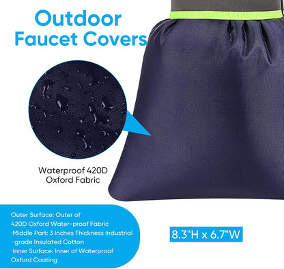 2Pack Outdoor Faucet Covers for Winter - Pro 6.7" W x 8.3" H Outdoor Water Faucet Cover Socks for Winter Freeze Protection Pipe Insulation Reusable Waterproof Insulated Spigot backflow Cover,Black