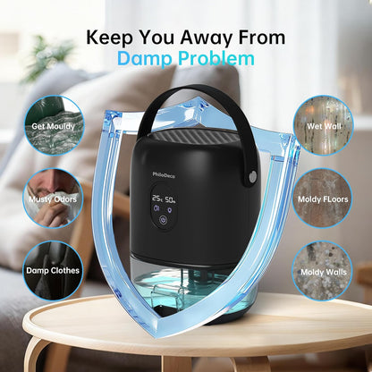 PHILODECO 35 OZ Dehumidifiers for Home(280 sq.ft), Ultra Quiet 25 dB for Bedroom & Bathroom with Auto Shut Off, Small Dehumidifiers for Closet, RV & Basement, 7 Colors LED Light, White