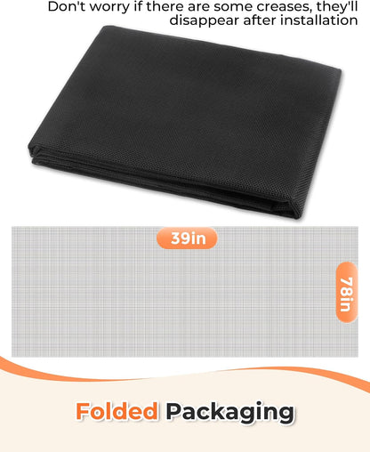 Gecork Black Window Screen Mesh, Durable Fiberglass Screen Replacement for Windows and Doors, High Light Transmission & Maximum Airflow, Easy to Cut & Install, 48" x 102"