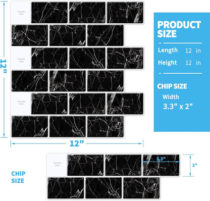 Art3d Premium 10-Sheet Peel and Stick Tile Backsplash - 12"x12" for Kitchen , Bright White
