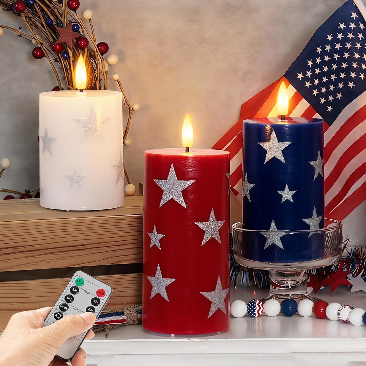 JOIONE Flameless Pillar Candles with Remote, 3 Pack Battery Operated Real Wax LED Candles, LED Candle that Perfect for Home Decorations Fireplace Table, White