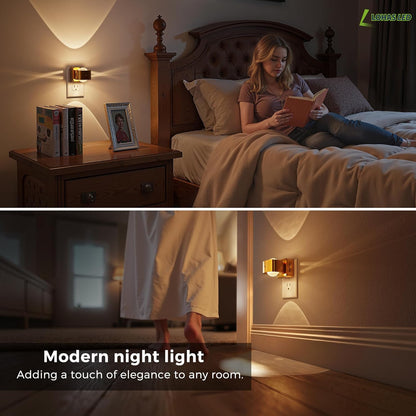 L LOHAS LED Night Light Projector, Night Lights Plug into Wall, Dusk to Dawn Sensor, 180°Rotating Nightlight for Kids, 0-150LM Dimmable Soft White Ambient Lighting for Bathroom, Decor, Gifts, 2 Pack
