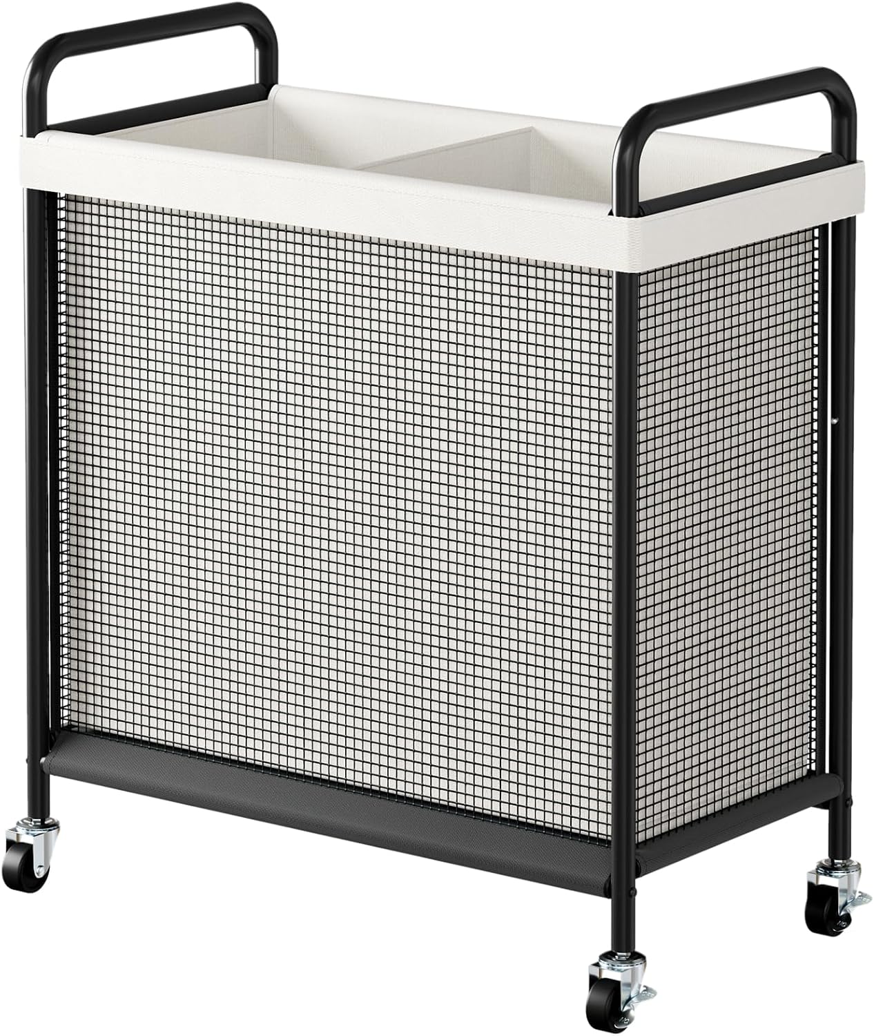 WOWLIVE Laundry Hamper 3 Section, 120L Rolling Laundry Basket with wheels and Removable Liner Bag, Laundry Sorter with Metal Handle, Large Clothes Hamper for Laundry Room, Bathroom and Dorm, Beige