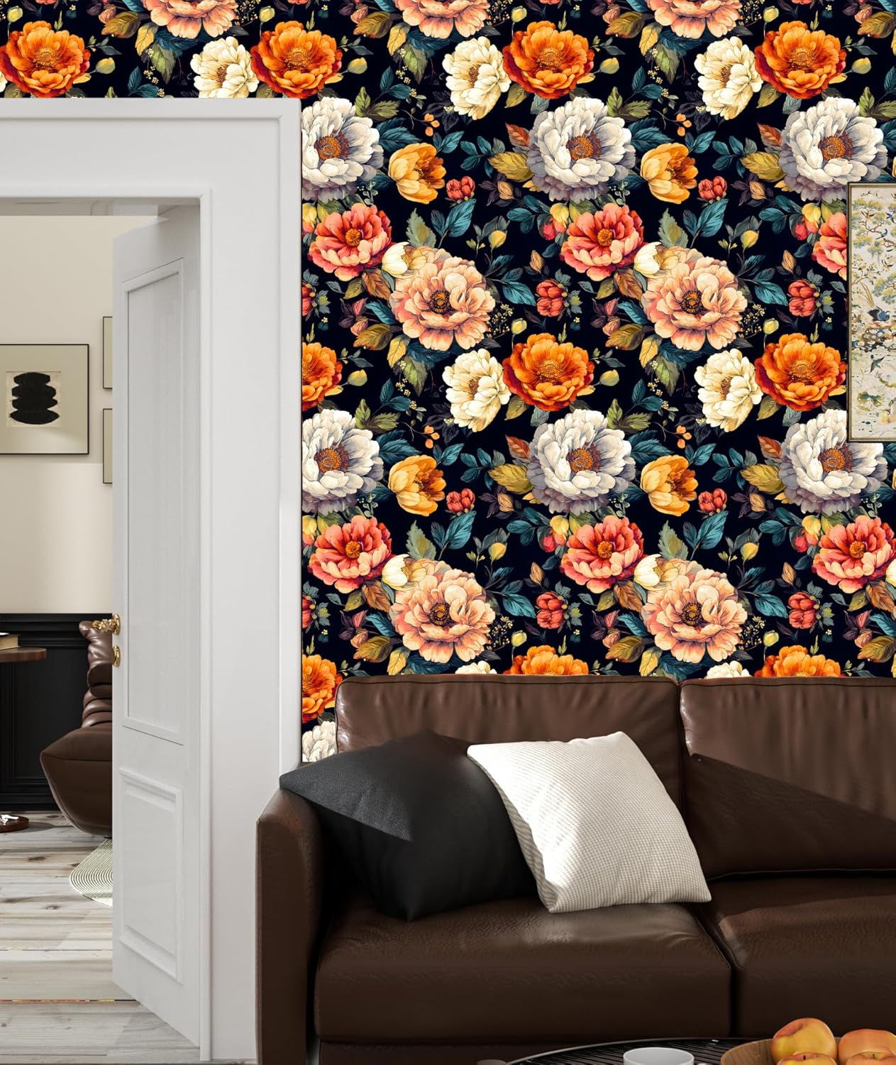 BOKEBEVE Watercolour Floral Peel and Stick Wallpaper Boho Vibrant Contact Paper Renter Friendly Wall Paper for Countertop Cabinet Wall Shelf Liner Removable Blue Colorful 17.5 x 118In