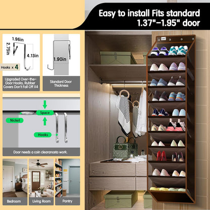 Kotkn 35 Compartment Over The Door Storage - Breathable Mesh Hanging Organizer with Large Pockets, Space Saving Design for Men & Women's Footwear, Closet, Bedroom （White）