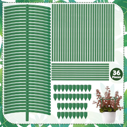 36 Pcs Plant Support Stakes, Half Round Plant Support for Indoor Plants Stackable Plant Holder Stick Plastic 9.8 Inch Plant Stakes for Tomato, Monstera, Peony, Hydrangea Climbing Plants