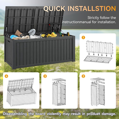 KAMABOKO 31 Gallon Outdoor Storage Box, Resin Deck Boxes Indoor and outdoor, Waterproof Storage Box Lockable Lid for Garden Tools, Package Delivery, Pool Supplies, Patio Cushions, Black