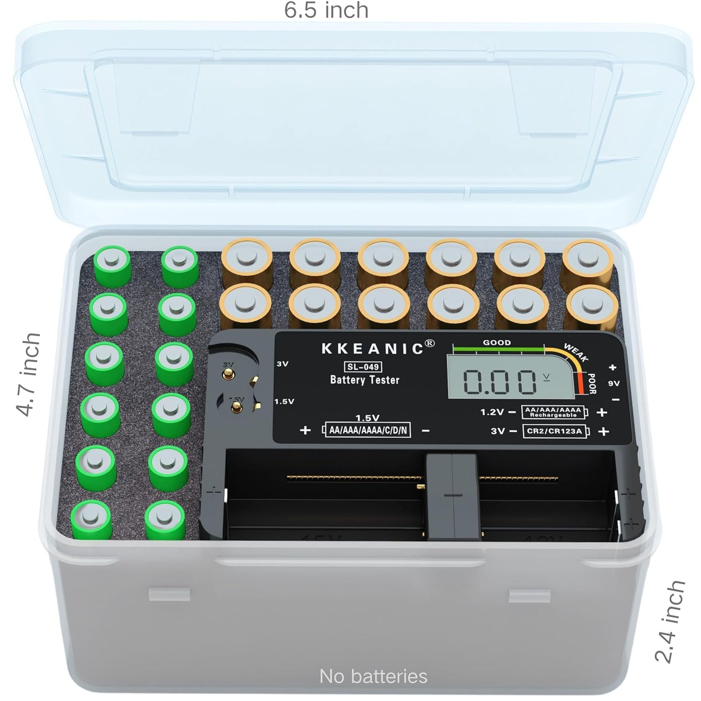 Battery Tester for AA AAA C D 9V & Case Household Batteries Battery Checker