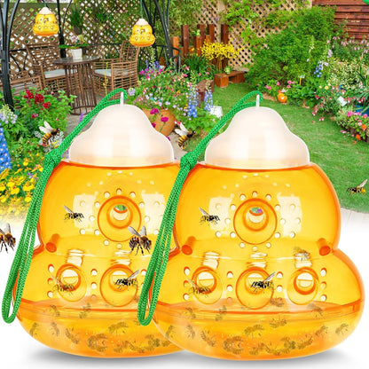 Wasp Trap Outdoor Hanging, Bee Traps Catcher, Effective Outdoor Wasp Killer Insect Catcher, New Upgrade - Orange, 2 Pack