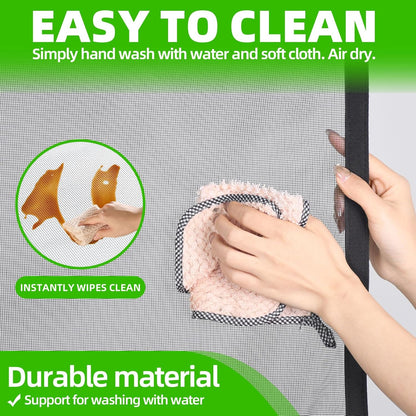 Magnetic Screen Door - 38"x83" Heavy Duty Mesh for Entry Front Back Patio Sliding Door, Self Sealing Hands Free, Bug Proof, Windproof Clips, No Drill Easy Install, Pet & Child Friendly, Black