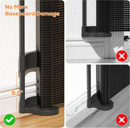 Retractable Baby Gate for Stairs, 42" Tall X 200" Wide Mesh Dog Gate Indoor, Child Gate for Doorways, Hallways, Deck, Indoor Outdoor Pet Baby Safety Essentials for Home, Black
