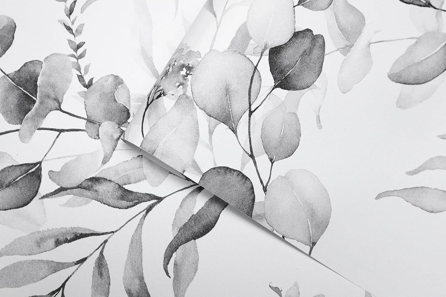HAOKHOME Peel and Stick Wallpaper Boho Green/White Botanical Leaf Floral Wall Mural Home Nursery Decor Renter Friendly Wallpaper 17.3in x 9.8ft