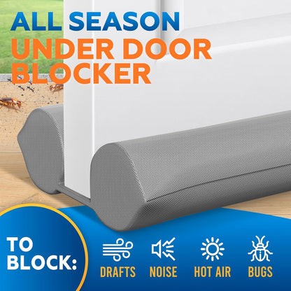 Comfyanno Under Door Draft Stopper - Bottom Door Seal & Gap Filler- Fits 30” to 36” Door, Block Noise, Sound, Air, Bugs, Dust, Easy to Install, Double Side Block, No Adhesive, Black