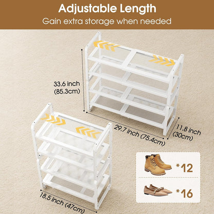 SAYZH Expandable Shoe Rack for Closet, Adjustable Metal Shoe Organizer with Sturdy Mesh Shelves for Boots & Heels, Stackable Shoe Storage for Entryway, Garage, Small Spaces (Black, 2-Tier)