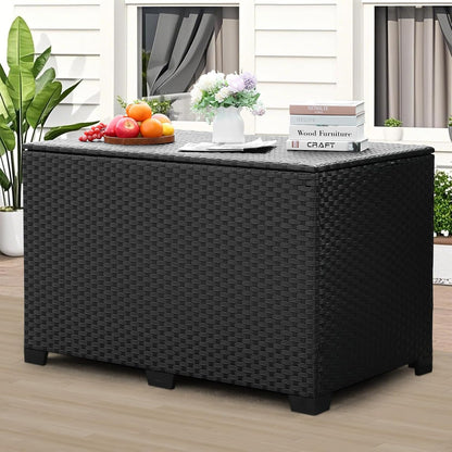 Lviden 180 Gallon Deck Storage Box Outdoor Storage Box Large Patio Storage Bin with Waterproof Lining Bag Cushion Storage Bin Outdoor, Black