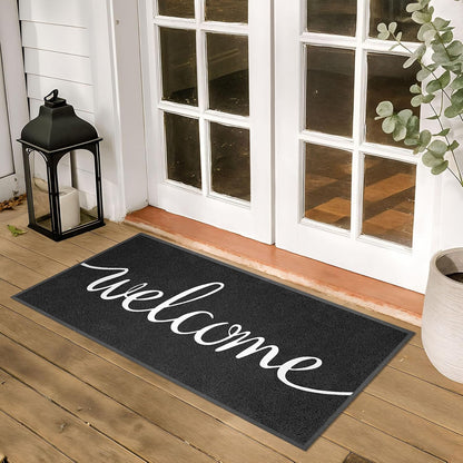 EARTHALL Door Mat Outside Inside Home Doormat, 30"x17.5", Durable Floor Mat Non Slip Mat Ultra Absorb Mud Easy Clean Front Doormat for Garage, Entryway, Patio, High Traffic Areas, Black